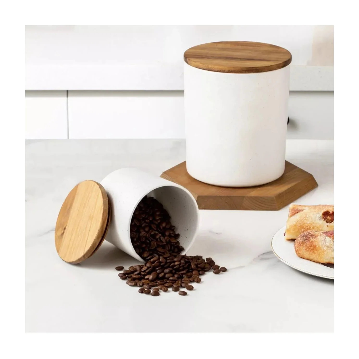 Kitchen Canister Set in Kenya - Member's Mark 4 Piece, Acacia Lid