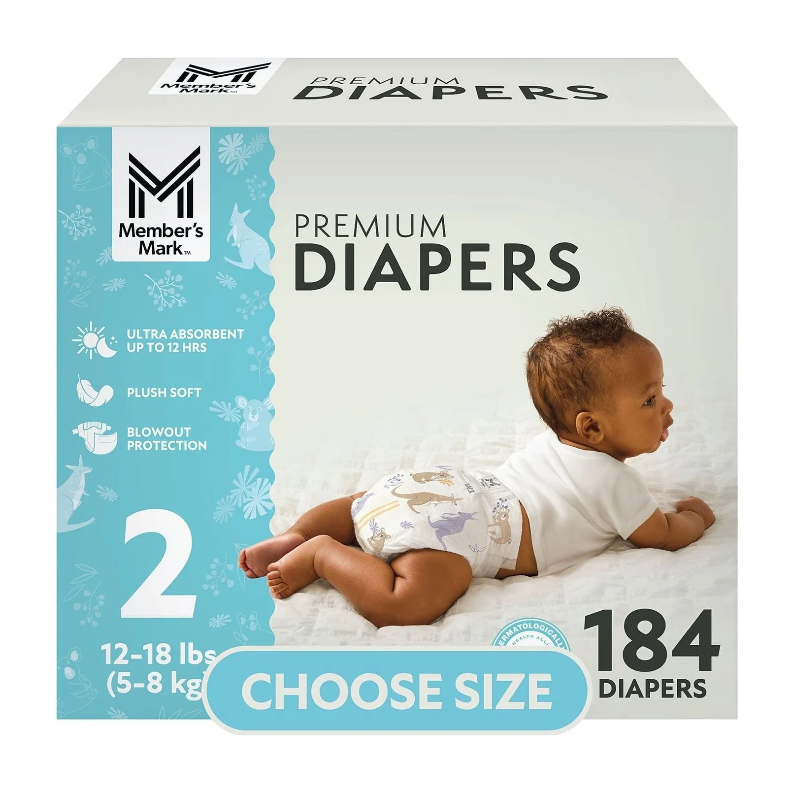 Member's Mark Size 2 Diapers, 184 Count