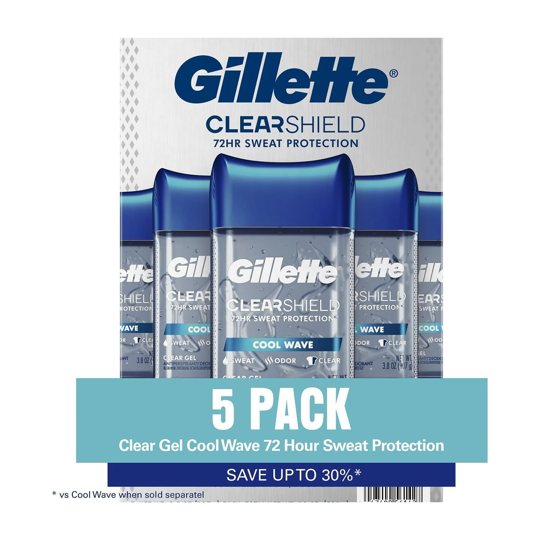 Men's Antiperspirant Deodorant in Kenya - Gillette Cool Wave Clear Gel, 5-Pack
