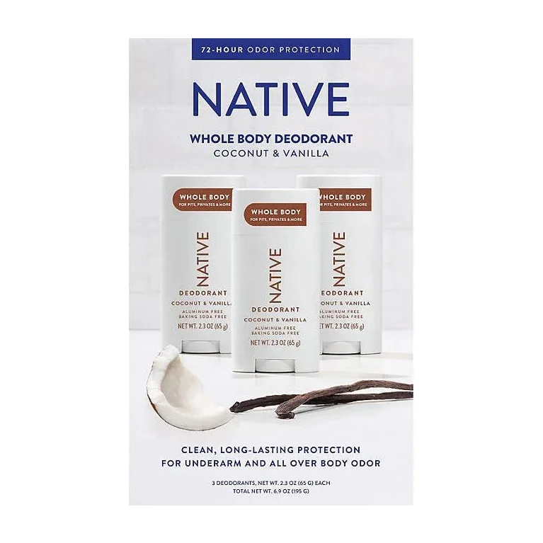 Native Aluminum Free Deodorant, 3 Pack (Choose Scent)