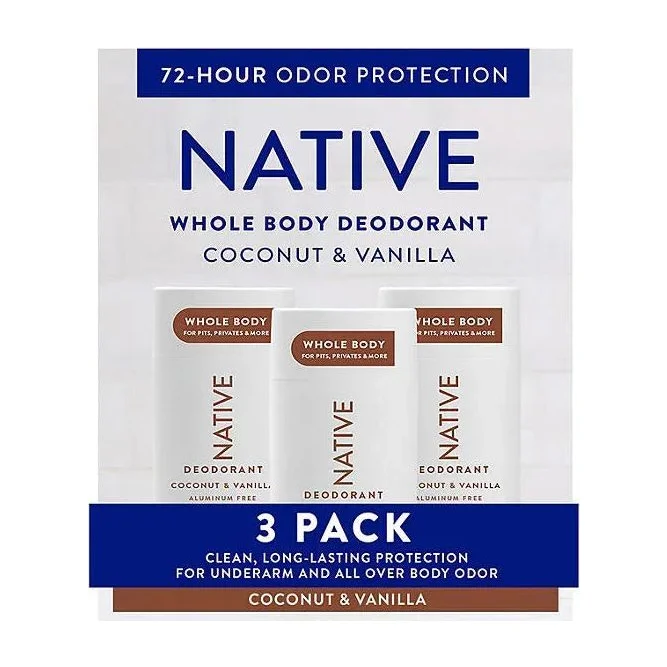 Native Aluminum Free Deodorant, 3 Pack (Choose Scent)