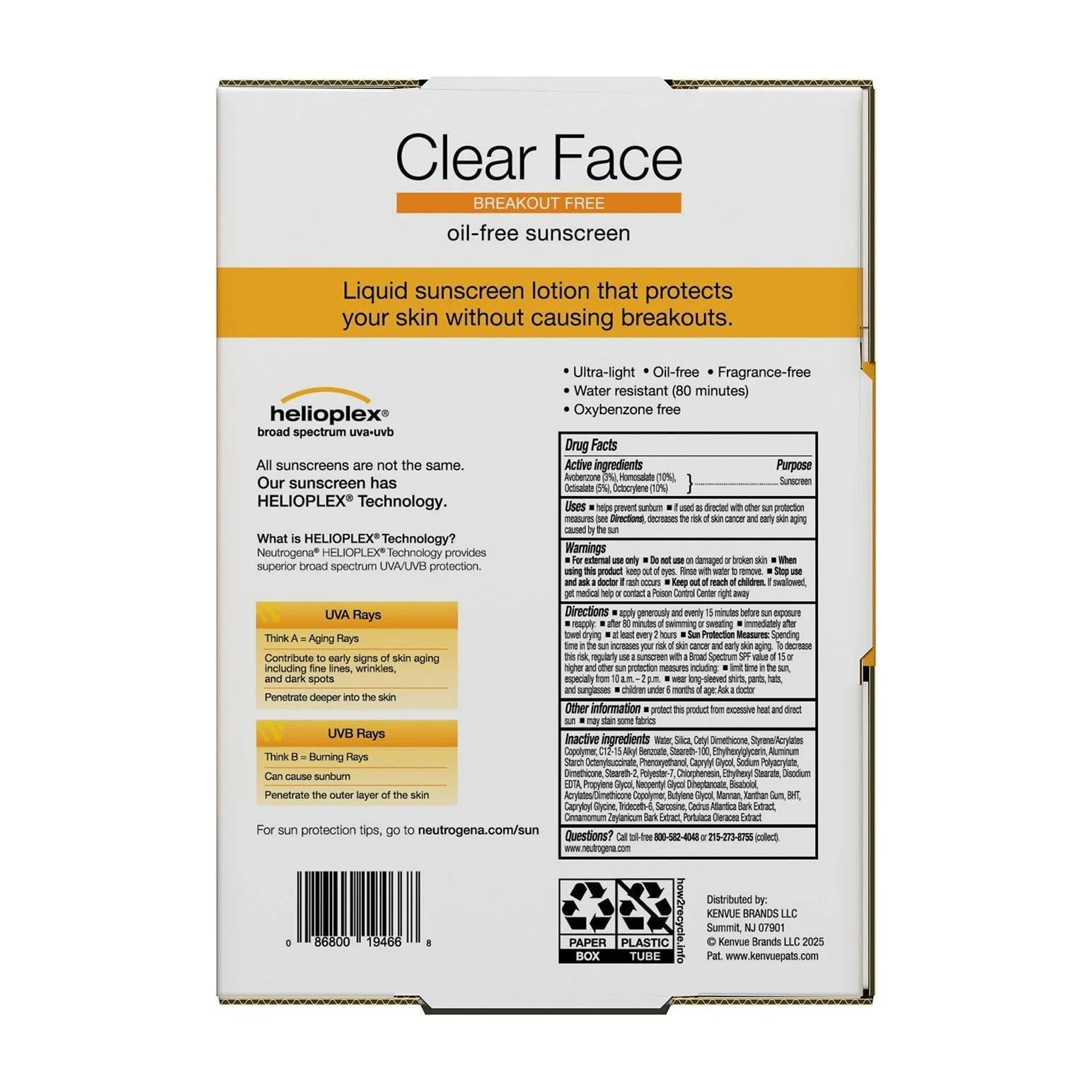Neutrogena Clear Face Sunscreen in Kenya - Choose SPF