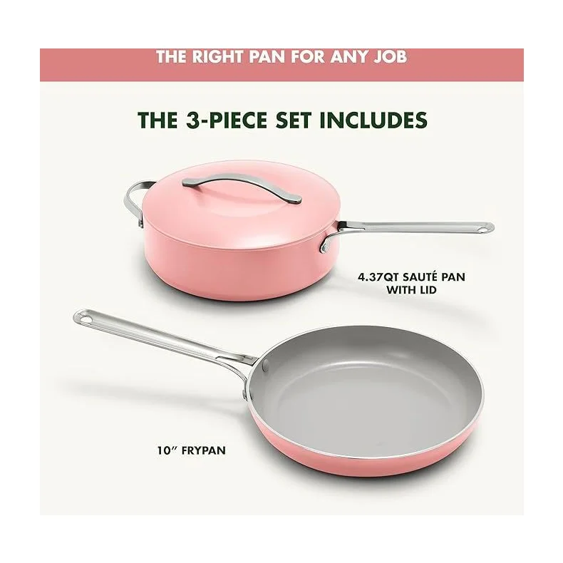 GreenPan Nova Ceramic Nonstick 3 Piece Cookware Set, Coral