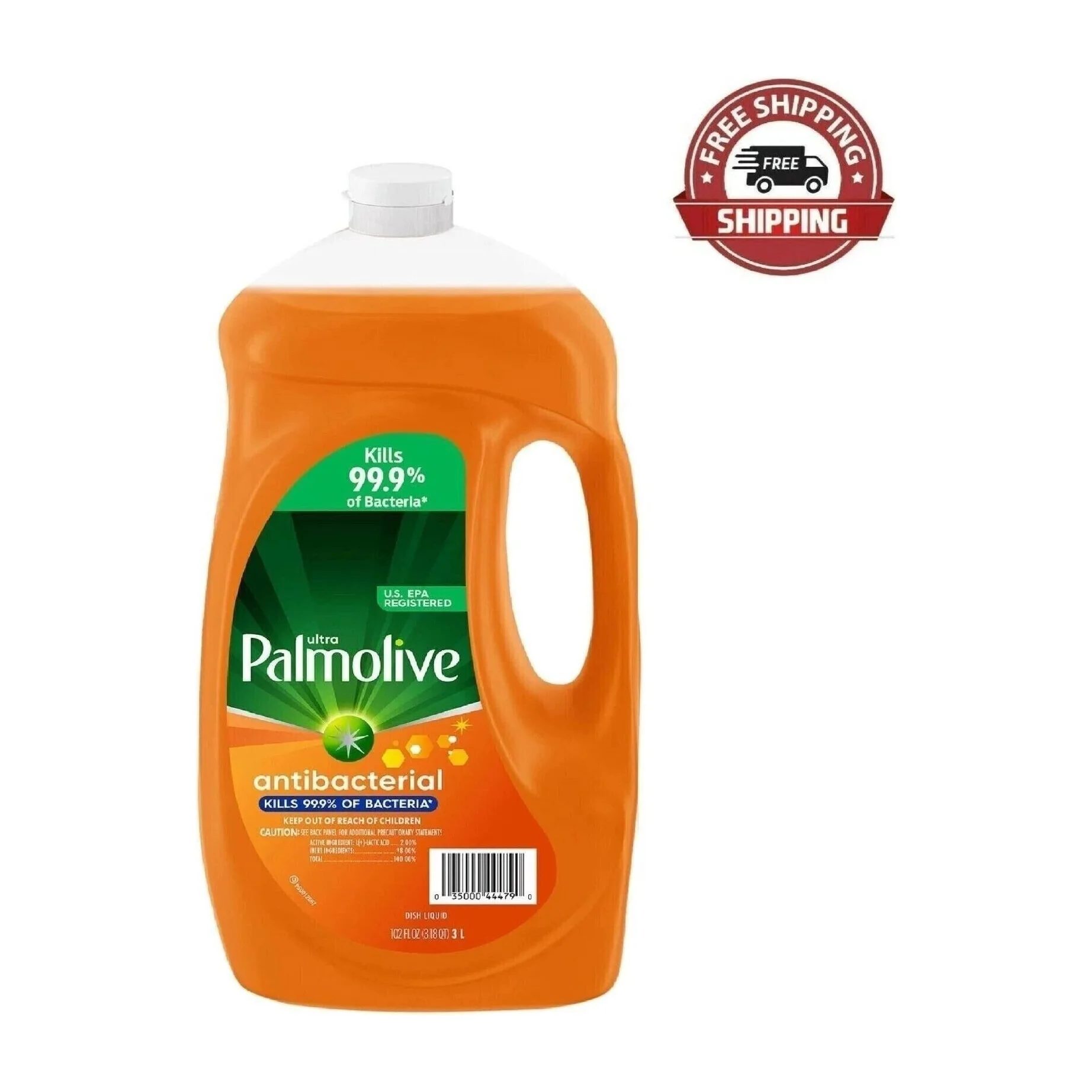 Palmolive Antibacterial Liquid Dish Soap, Orange (3Litres)