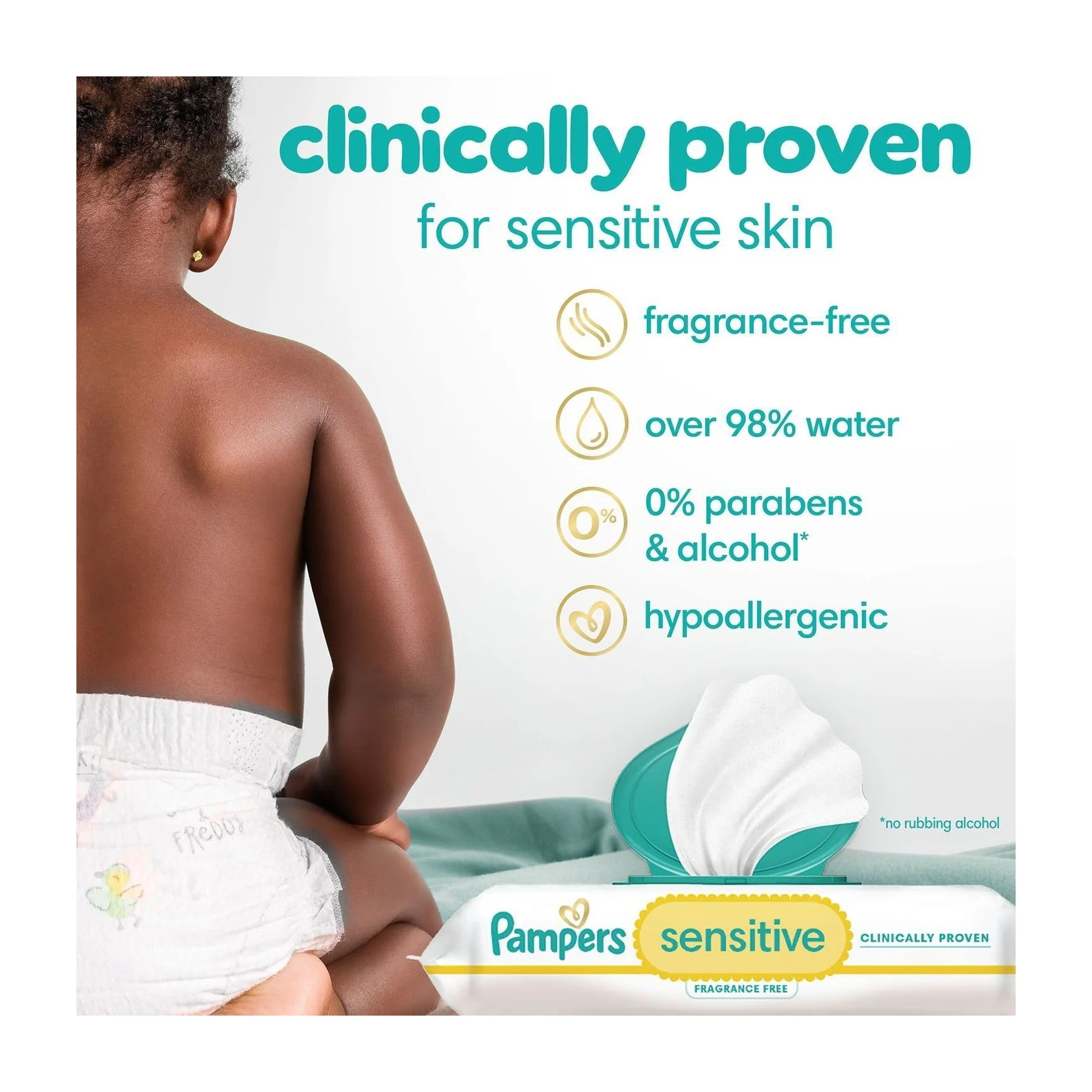 Pampers Sensitive Baby Wipes, Fragrance Free