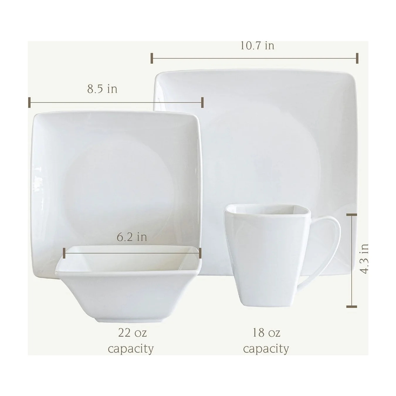 Dinnerware Set in Kenya - Over&Back 32-Piece White Porcelain Square