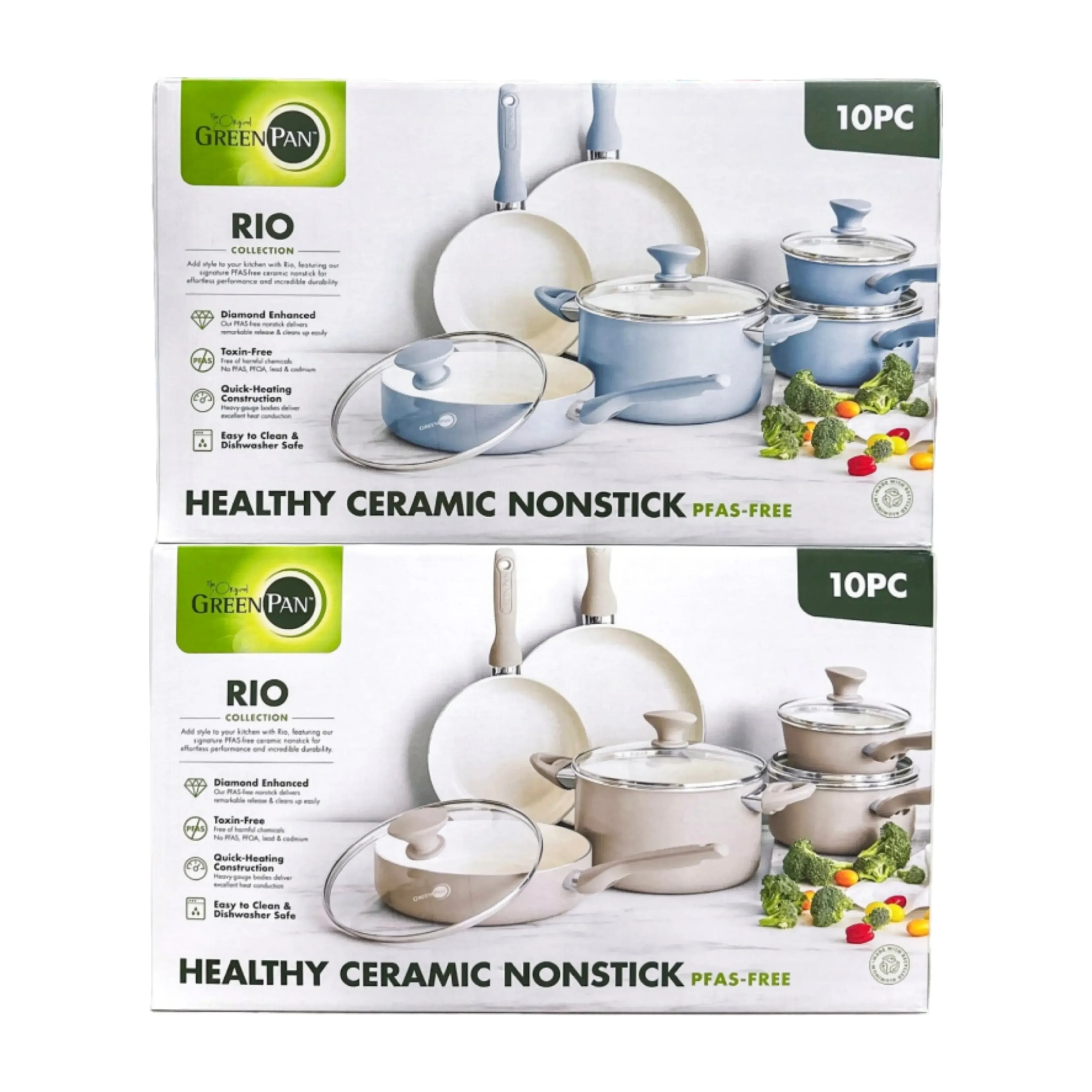 Rio Ceramic Nonstick 10 Piece Cookware Set