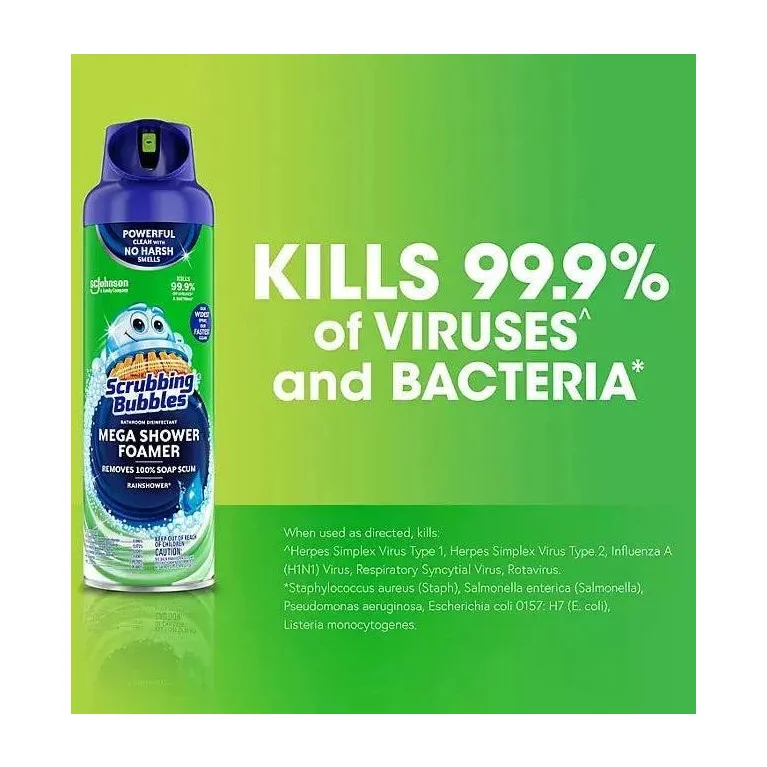Scrubbing Bubbles Mega Shower Foamer Aerosol, Rainshower (3 Pack)