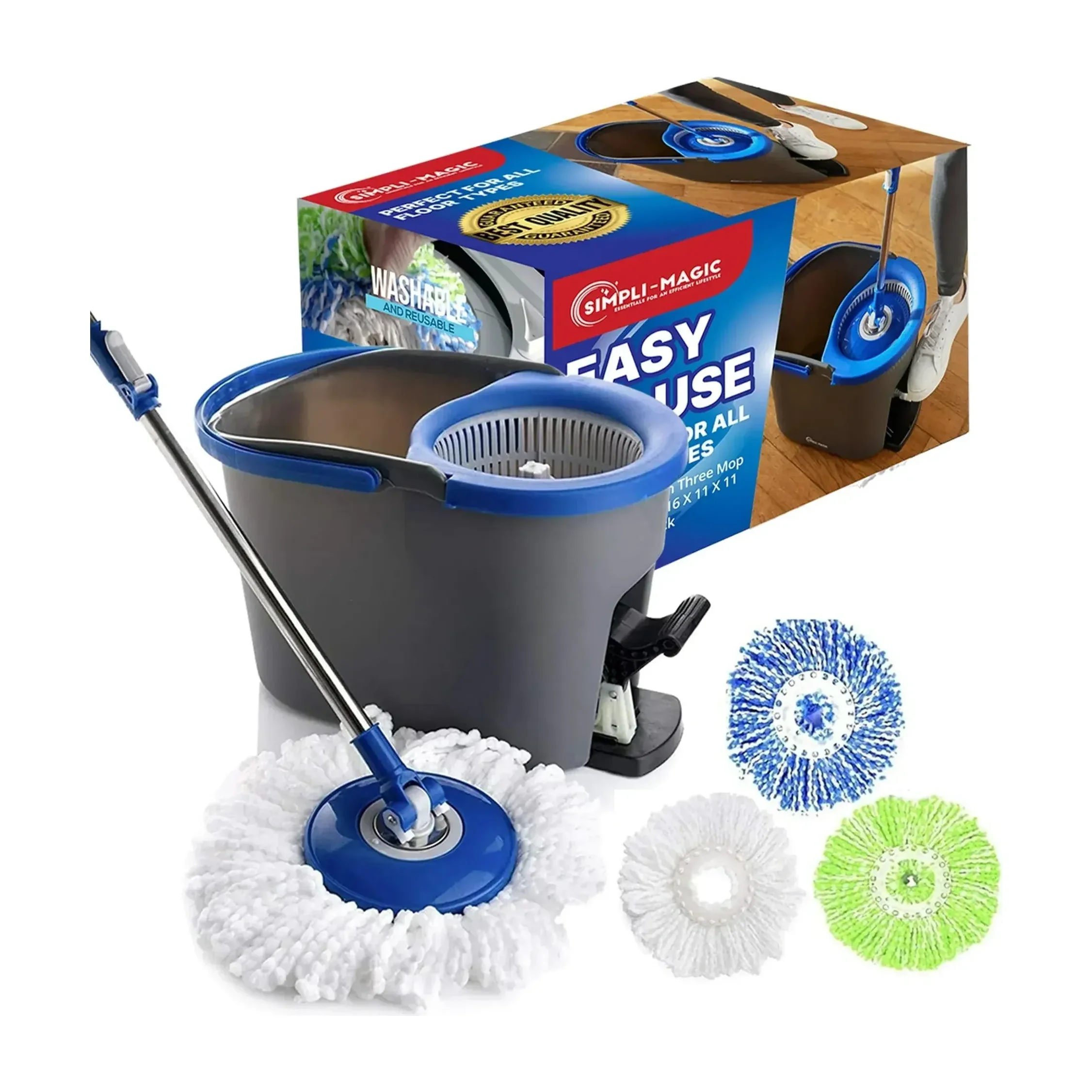 Simpli Spin Mop with Foot Pedal and 3 Refill Heads
