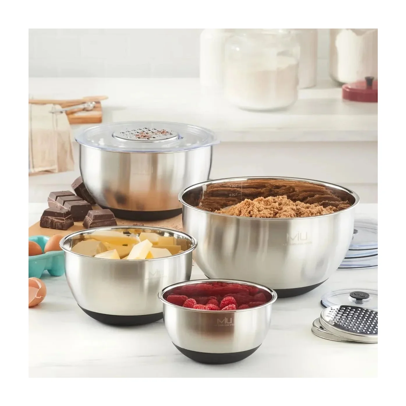 Mixing Bowls in Kenya - MIU Stainless Steel with Graters, 4-Piece
