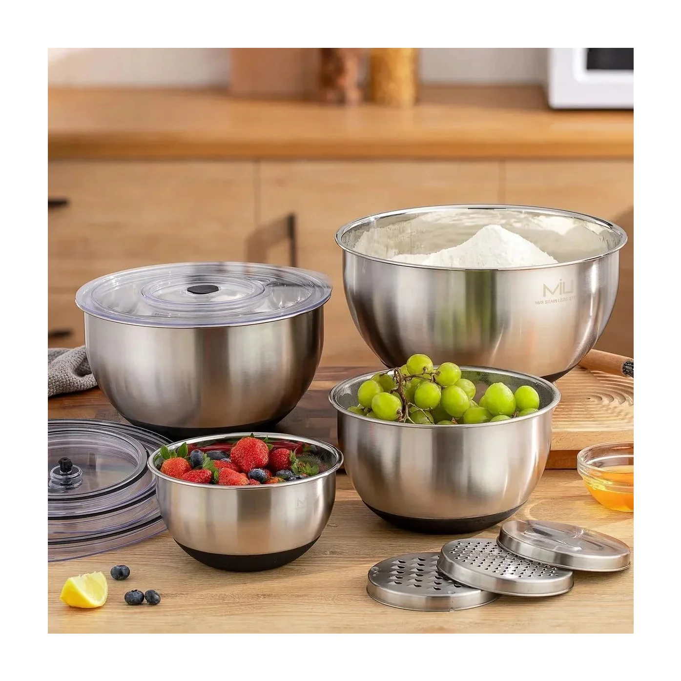 Mixing Bowls in Kenya - MIU Stainless Steel with Graters, 4-Piece