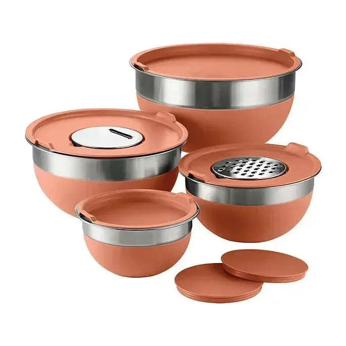 Tramontina 10 Pc Covered Stainless Steel Mixing Bowl Set