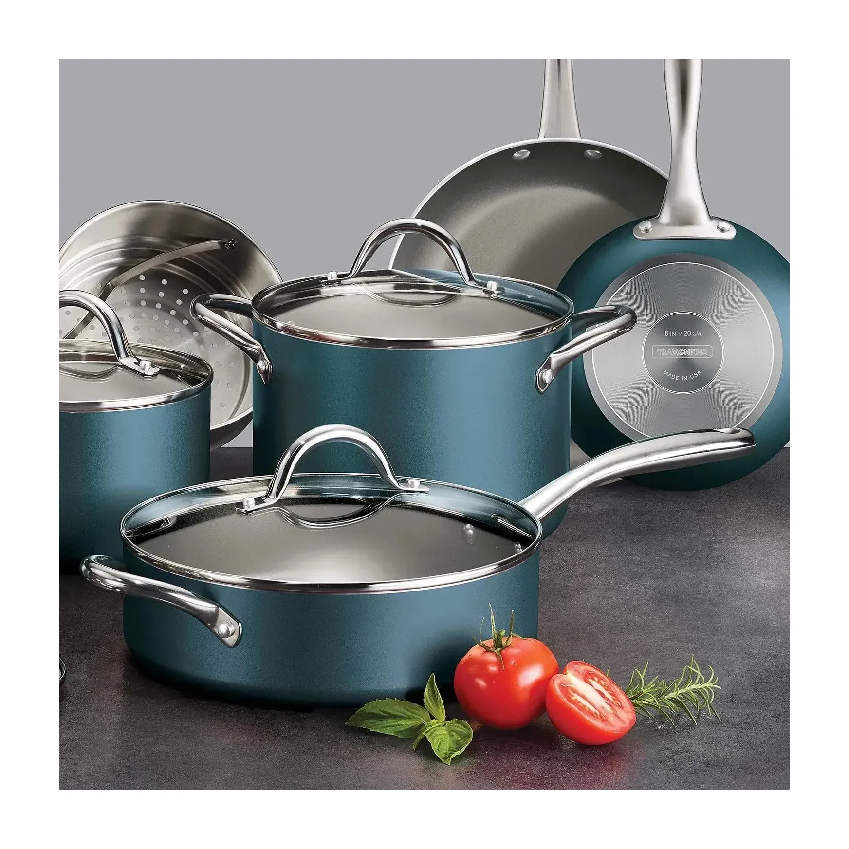 Tramontina 11-Piece Nonstick Cookware Set, Charcoal Gray