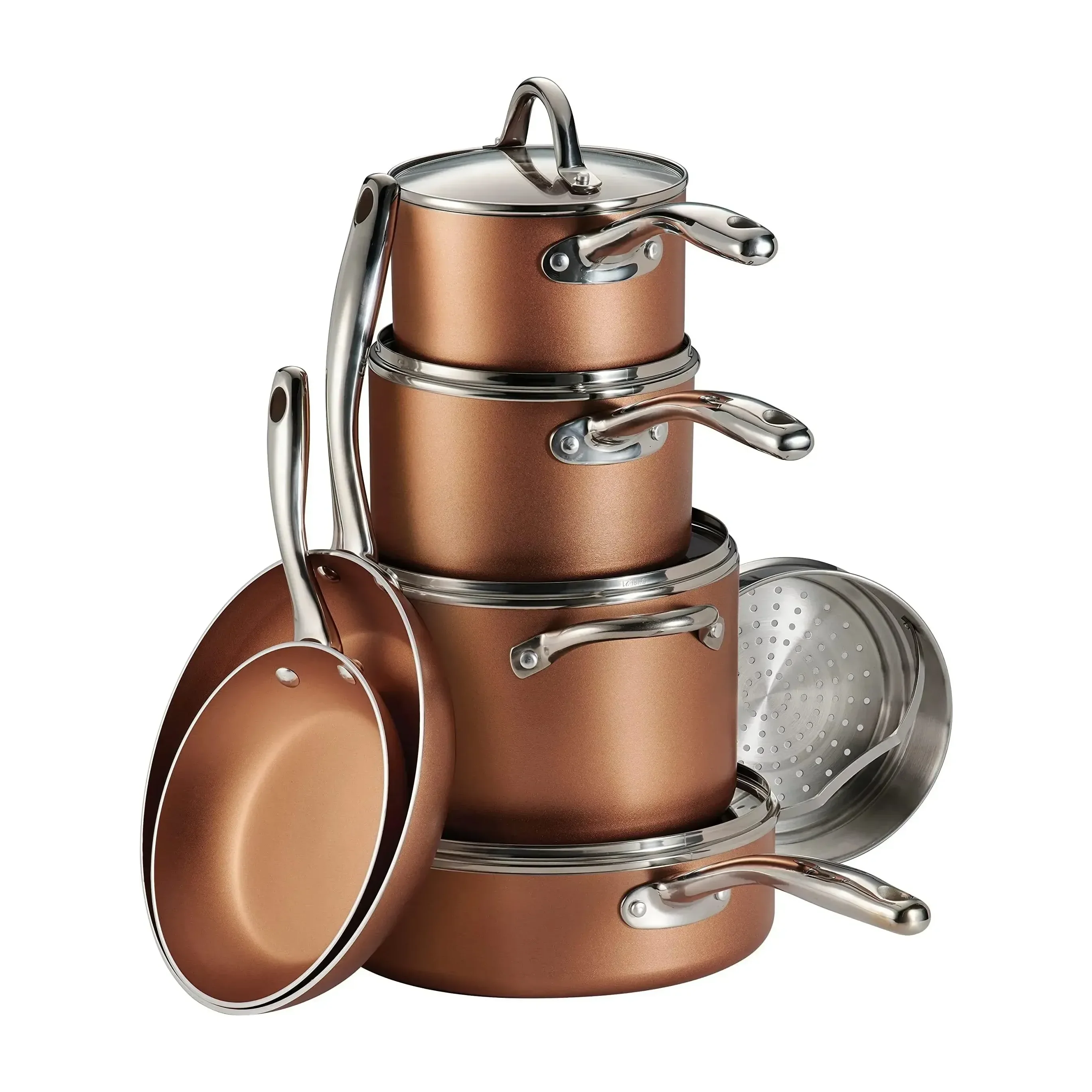 Tramontina 11-Piece Nonstick Cookware Set, Copper