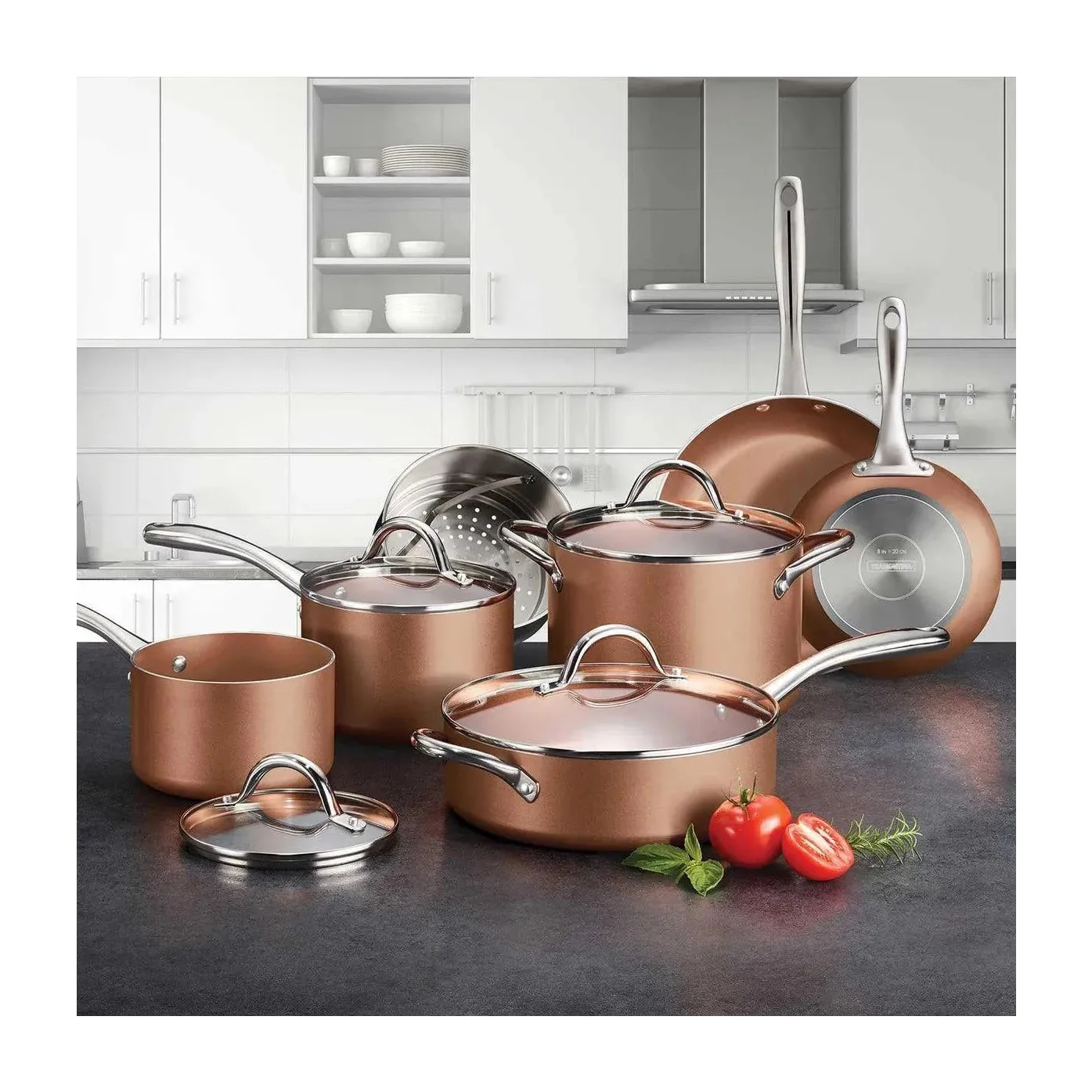 Tramontina 11-Piece Nonstick Cookware Set, Red