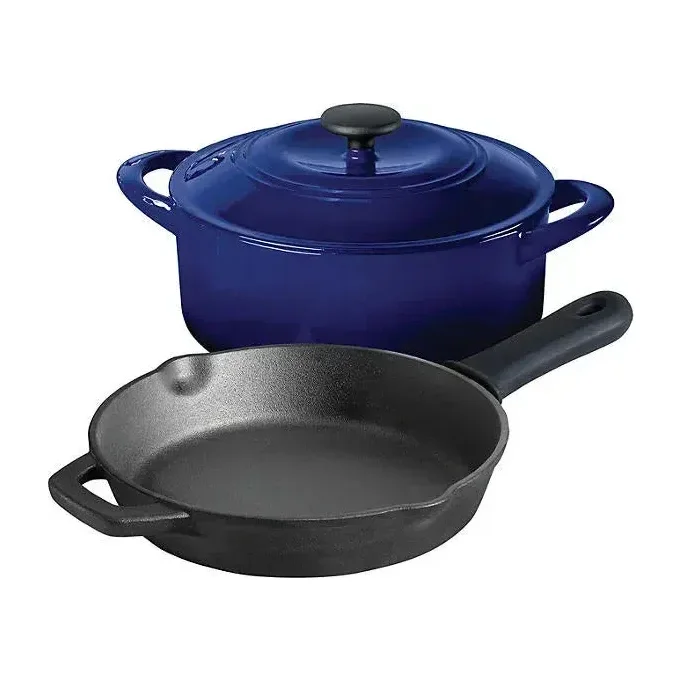 Tramontina 3-Piece Cast Iron Cookware Set, Blue