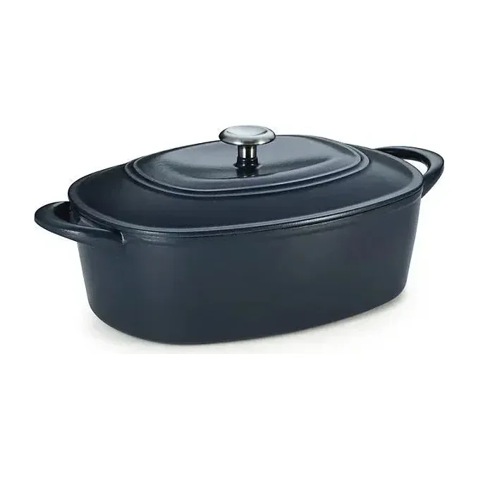Tramontina Cast Iron Oval Dutch Oven Pot with Lid, CranBerry