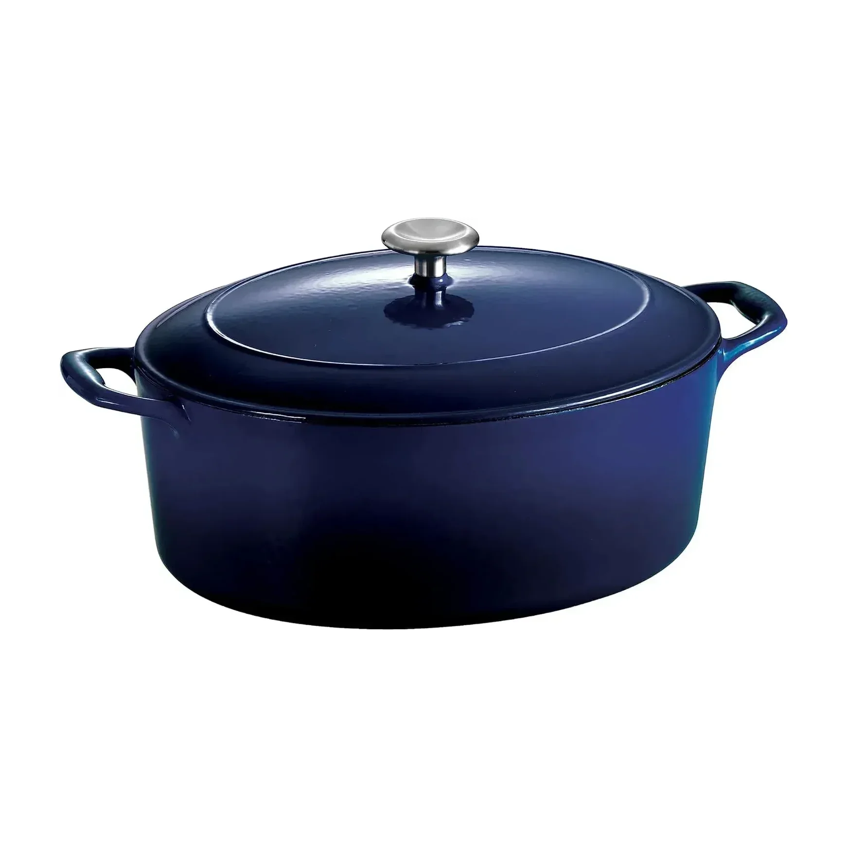 Tramontina Cast Iron Oval Dutch Oven Pot with Lid, Navy with Silver