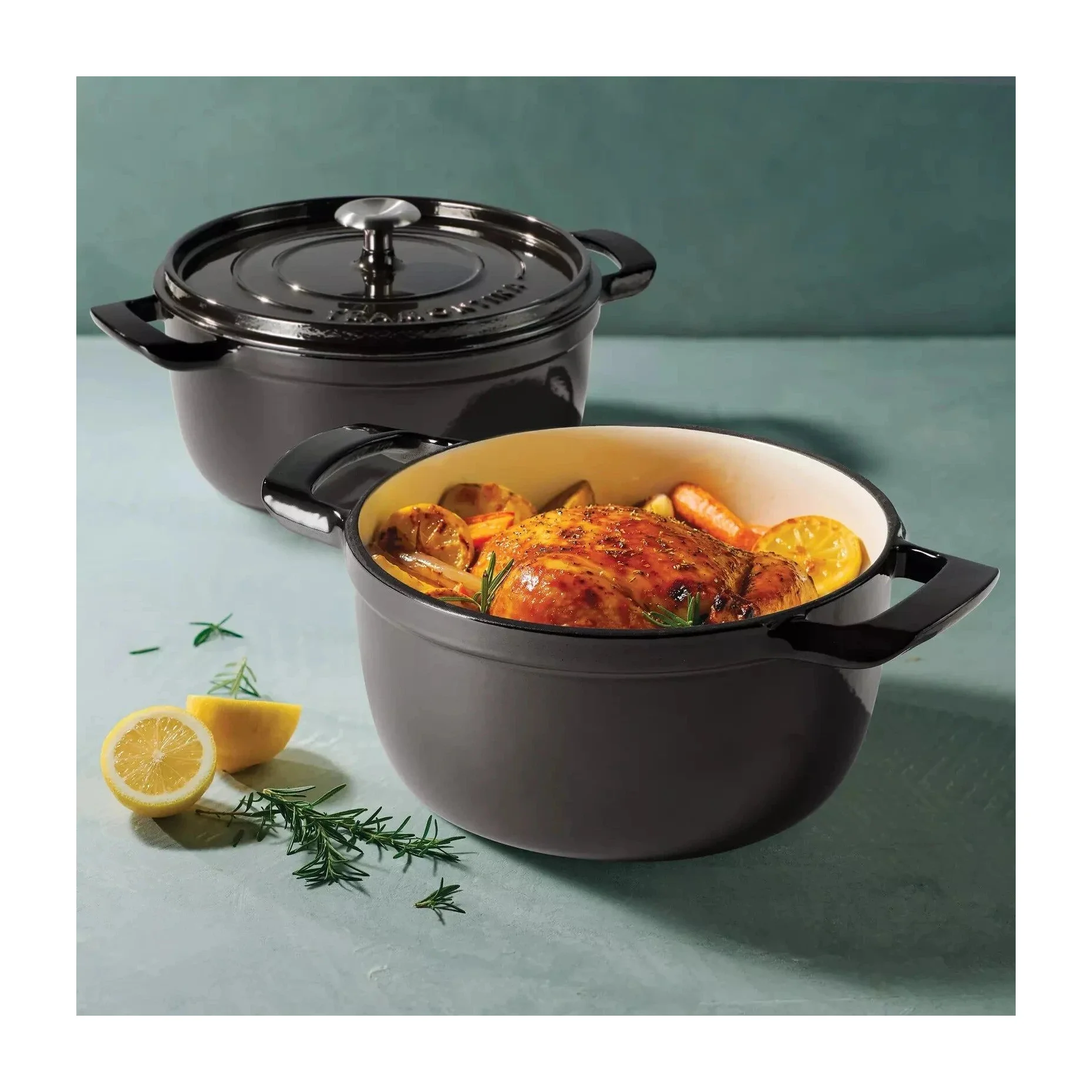 Tramontina 4 and 6 Quart Cast Iron Dutch Oven Set, Blue