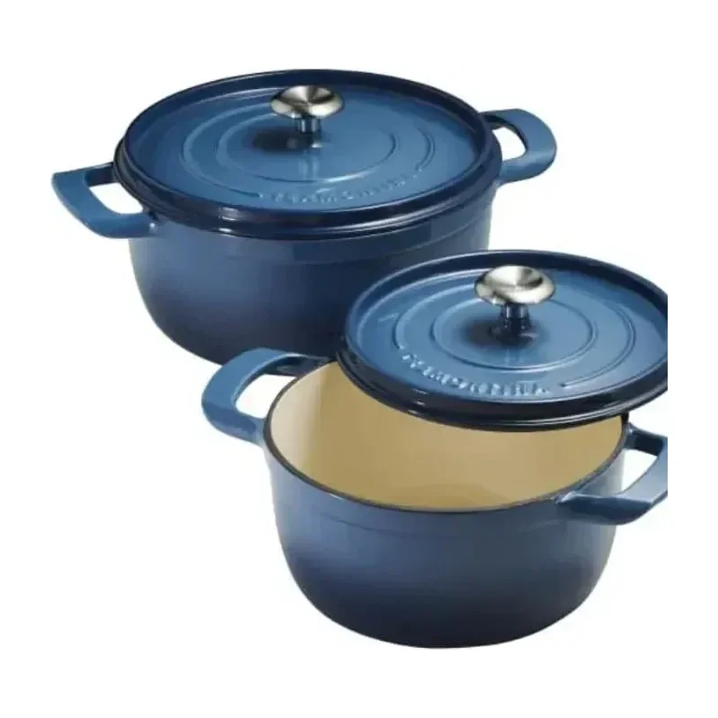 Tramontina 4 and 6 Quart Cast Iron Dutch Oven Set, Gun Metal