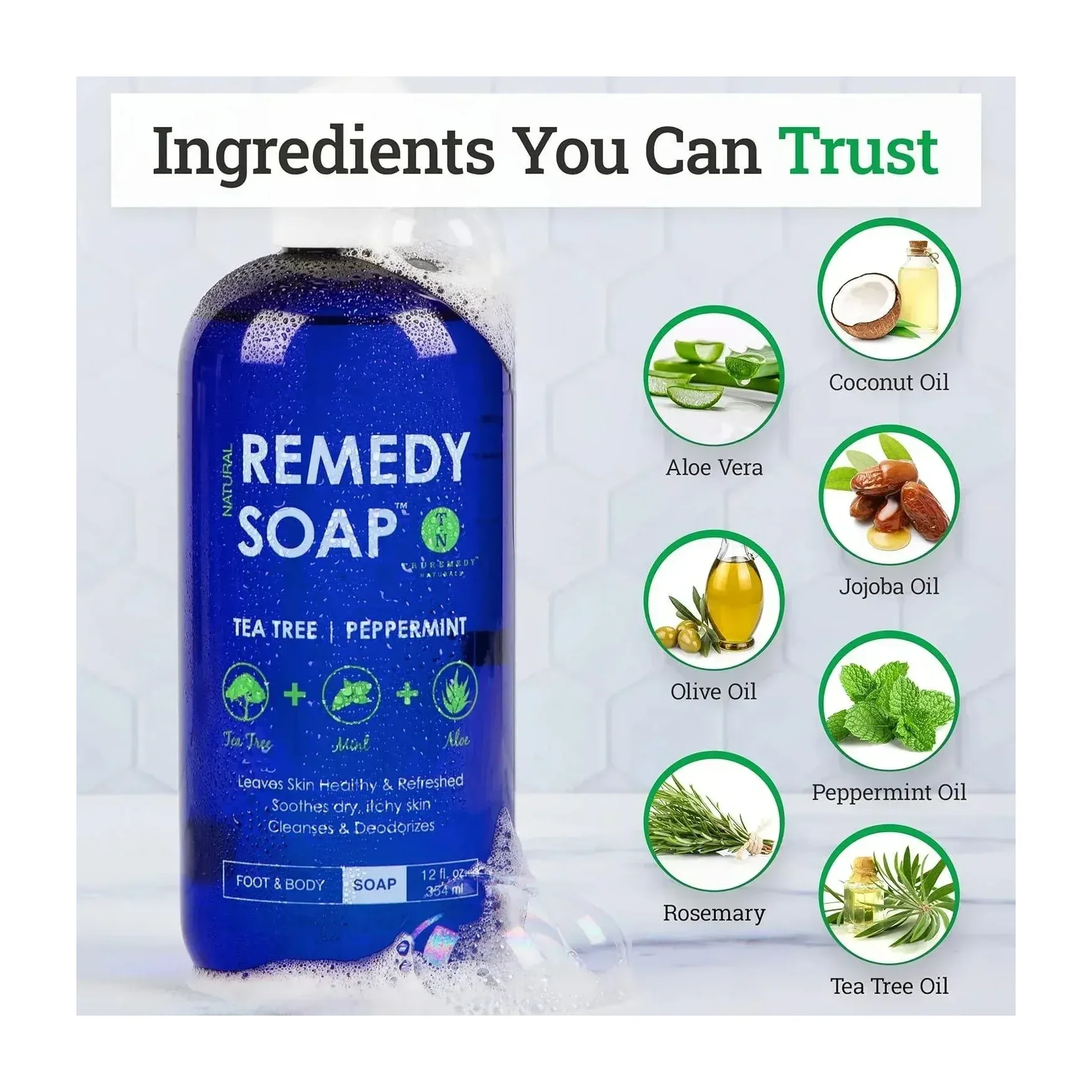 Truremedy Naturals Tea Tree Oil Body Wash, Peppermint (Organic)