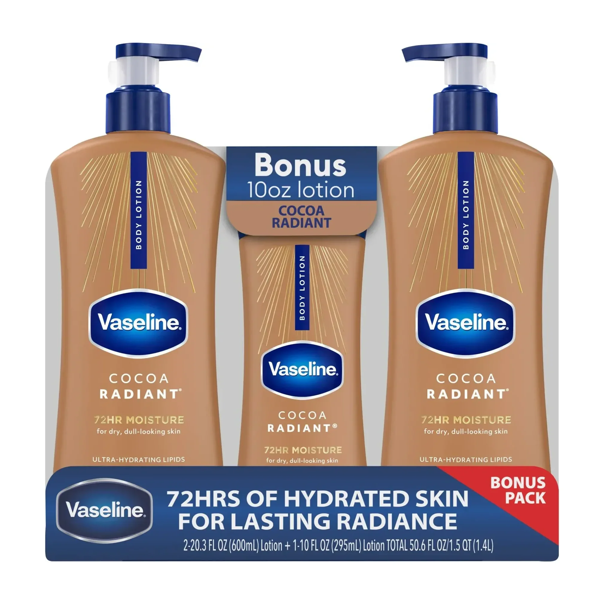 Vaseline Intensive Care Cocoa Radiant Body Lotion, 2 pk