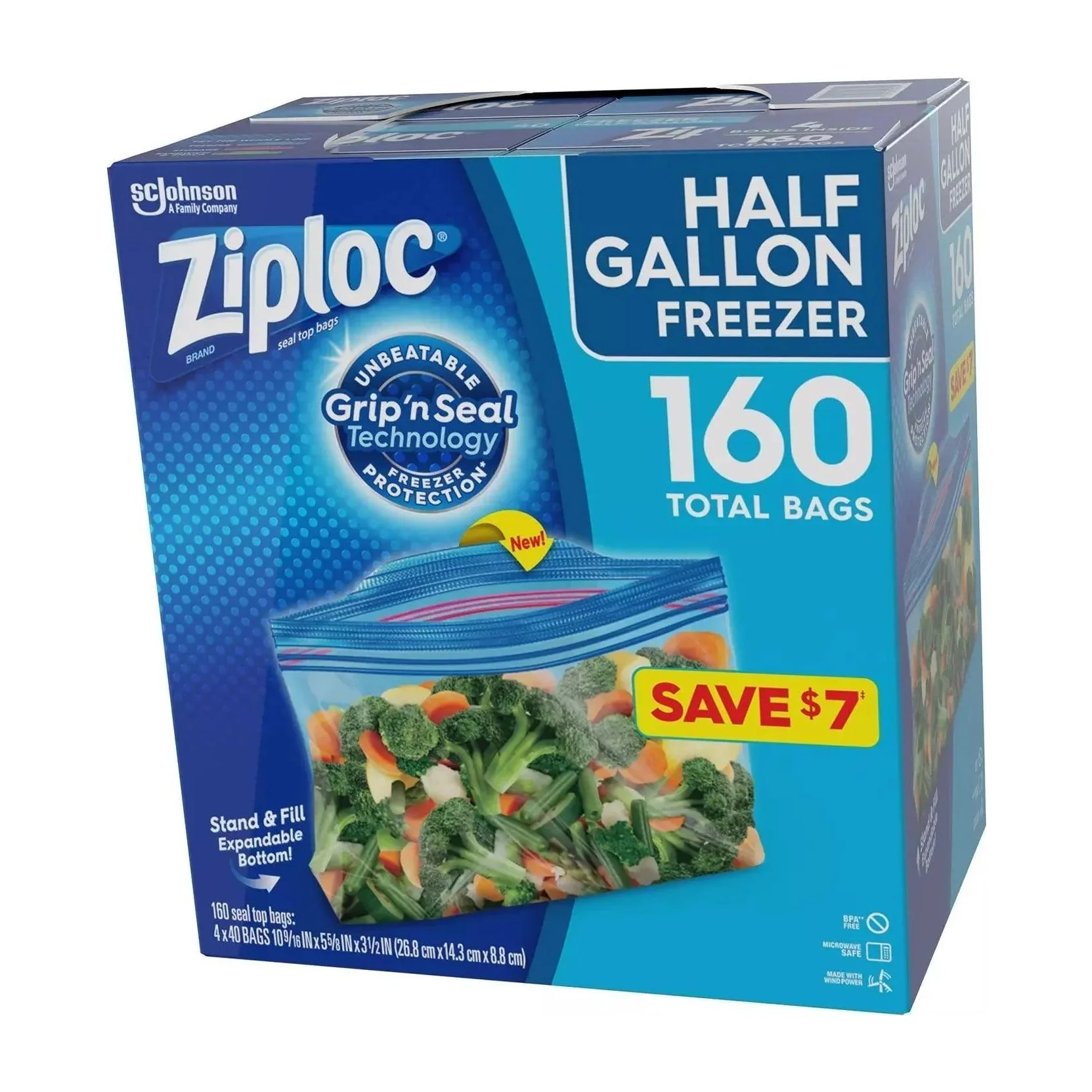 Freezer Bags in Kenya - Ziploc Half Gallon, 160 Count