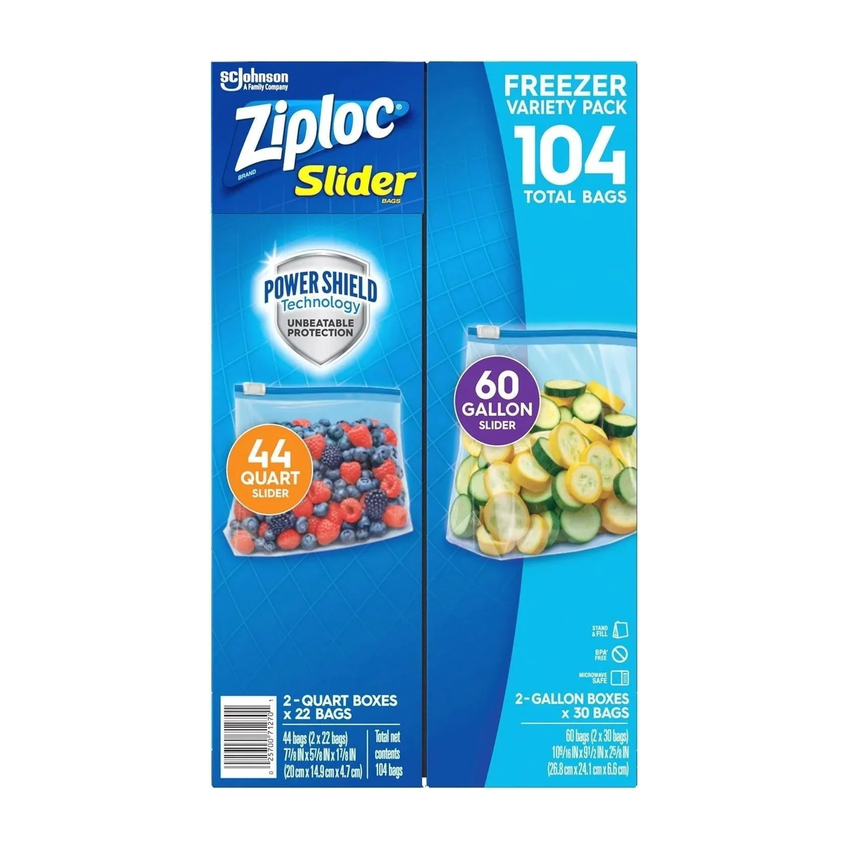 Freezer Bags in Kenya - Ziploc Slider Gallon and Quart, 104 Count